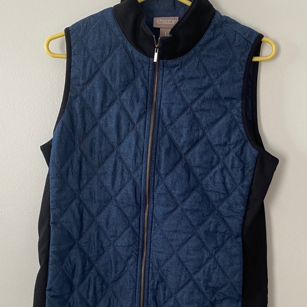Chico's Blue and Black Quilted Vest